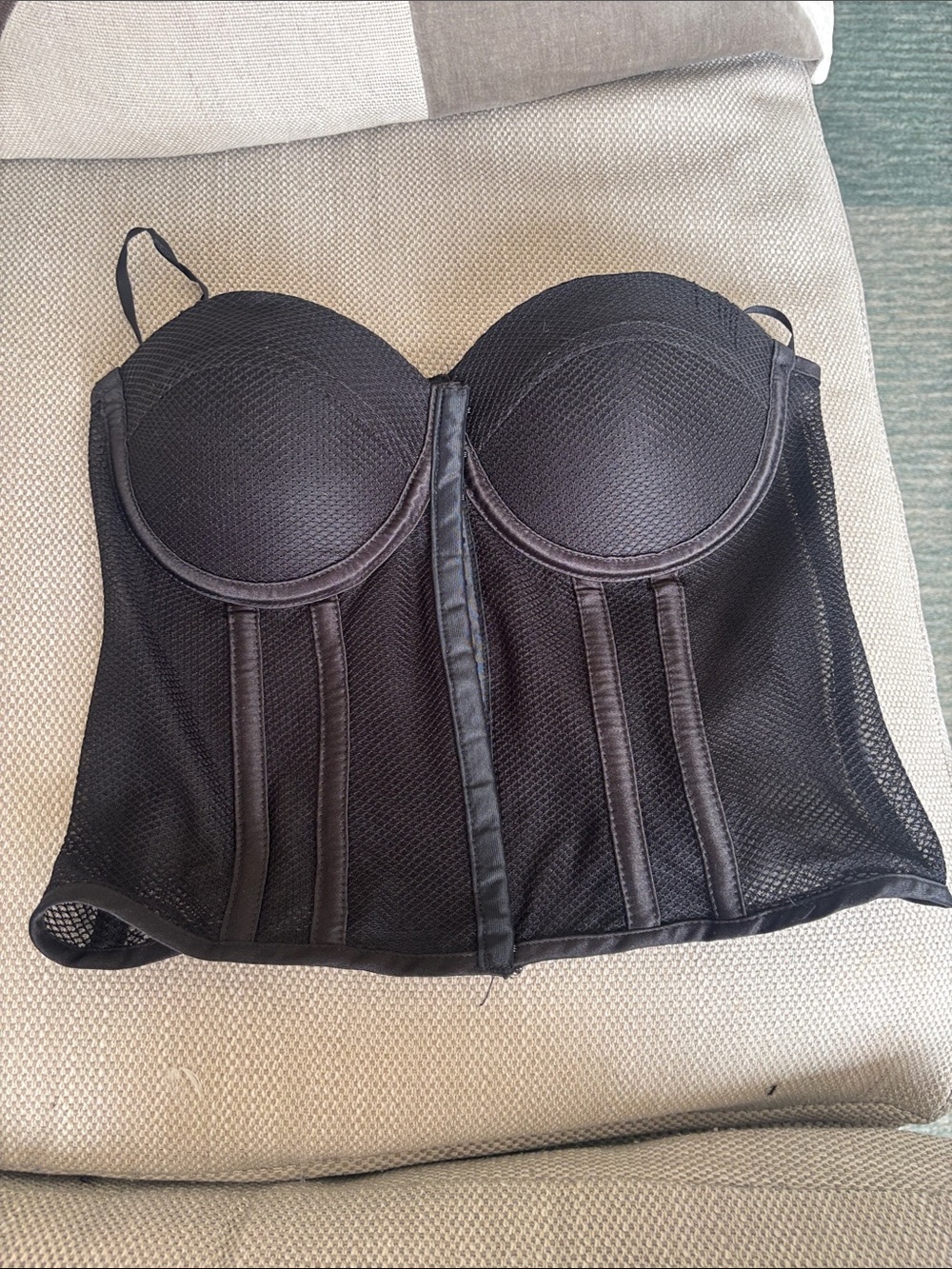 superdown strapless Black Mesh Bustier Corset Top